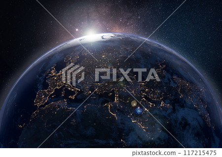 image of the earth seen from space. 3d render. image of the earth seen from space. 3d render. 117215475