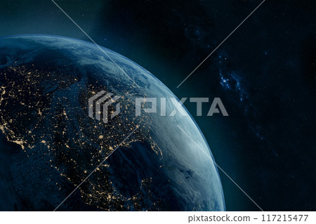 image of the earth seen from space. 3d render. image of the earth seen from space. 3d render. 117215477