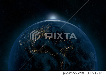 image of the earth seen from space. 3d render. image of the earth seen from space. 3d render. 117215479