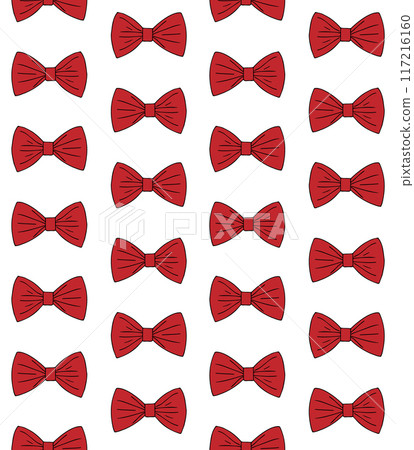 Vector seamless pattern of hand drawn red bow tie 117216160