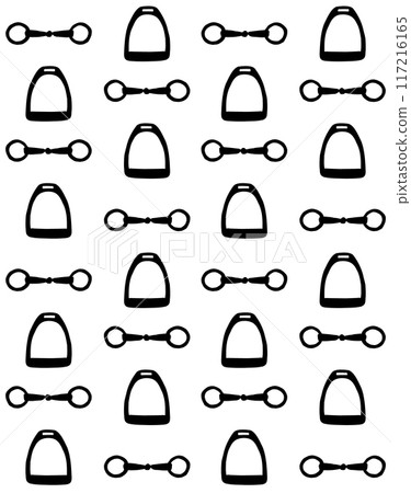 Vector seamless pattern of horse bit and stirrup 117216165