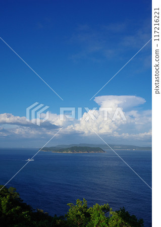 View of Tomogashima and Kada from Iwashimizu Park in Sumoto City, Hyogo Prefecture 117216221