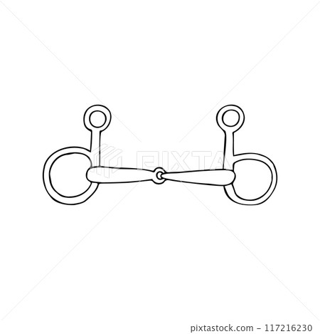 Vector hand drawn outline horse equestrian bit 117216230