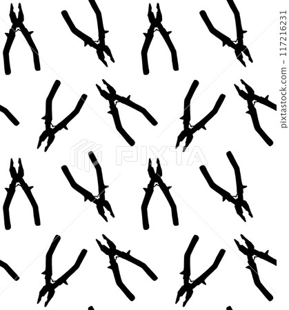 Vector seamless pattern of pliers silhouette 117216231