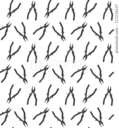 Vector seamless pattern of hand drawn pliers Vector seamless pattern of hand drawn pliers 117216237