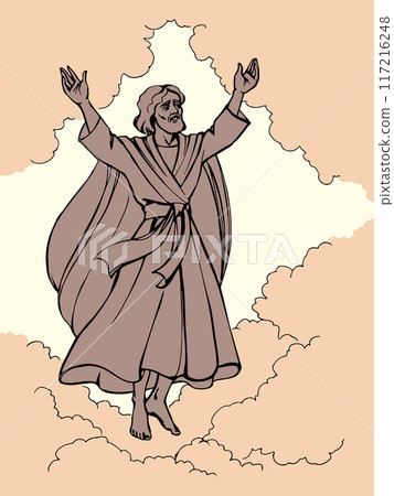 Vector drawing. Jesus ascends into heaven Vector drawing. Jesus ascends into heaven 117216248