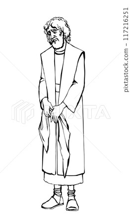 Vector drawing. Upset old man 117216251