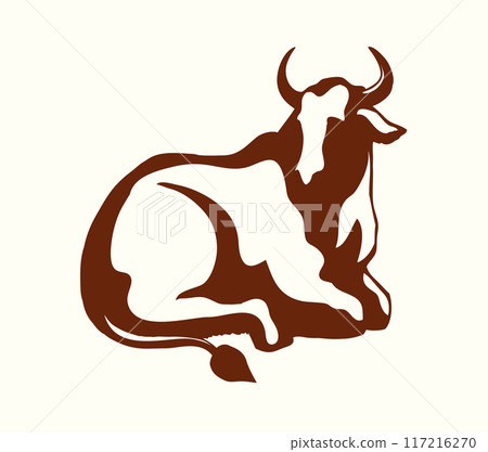 Vector drawing. Cute big cow 117216270
