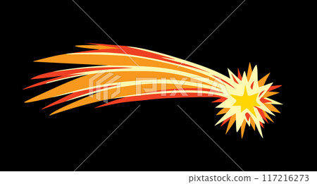 Flying comet with a tail. Vector drawing Flying comet with a tail. Vector drawing 117216273