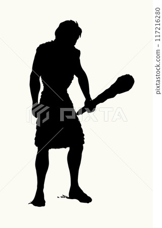Vector drawing. Ancient man with a club Vector drawing. Ancient man with a club 117216280