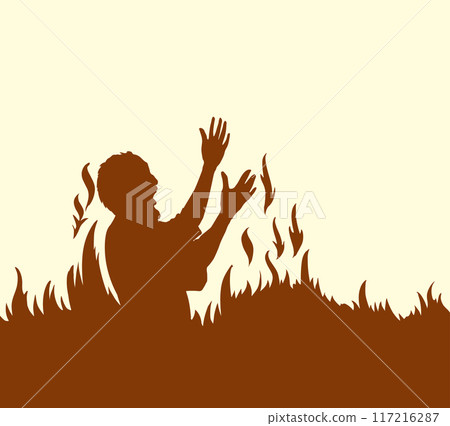 Vector drawing. Man in the hell 117216287