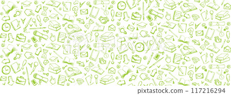 Vector background. Pattern of various icons Vector background. Pattern of various icons 117216294
