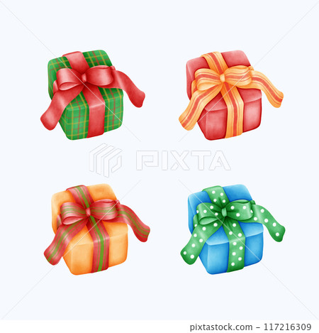 Hand-Drawn Gift Boxes with Bows - Perfect for Holiday Packaging Hand-Drawn Gift Boxes with Bows - Perfect for Holiday Packaging 117216309