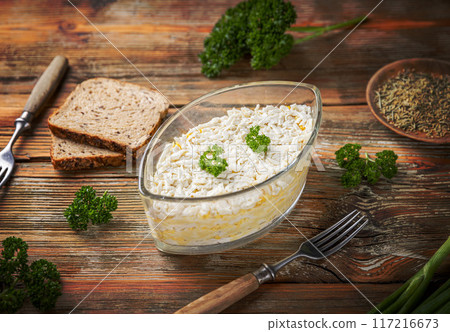 Polenta with grated cheese 117216673