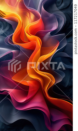 Abstract background with colorful liquid shapes, dark gradient color background 117217049