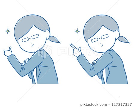 A set of female employees wearing cool glasses (blue) 117217337