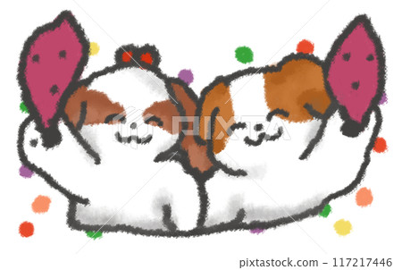 西施犬手裡拿著一個地瓜 117217446