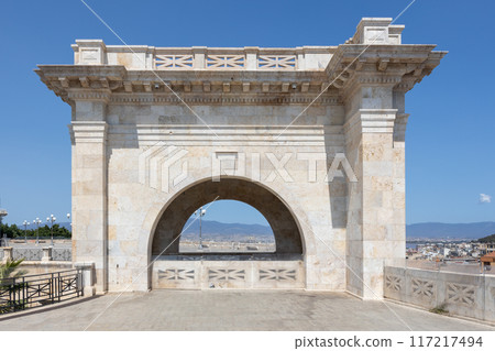 Historic Arch of Bastione Saint Remy in Cagliari 117217494