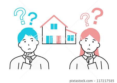 A young couple with questions about their home 117217585
