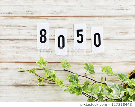 The number 8050 and ivy placed on a whiteboard 117218448