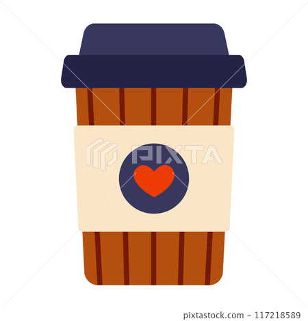 Glass with coffee. Vector illustration in flat style. Glass with coffee. Vector illustration in flat style. 117218589