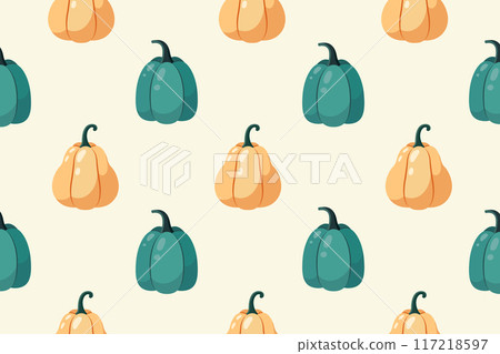Seamless pattern ripe pumpkin. Vector illustration 117218597
