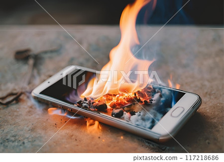 Smartphone with burning screen 117218686