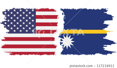 Nauru and USA grunge flags connection vector 117218911