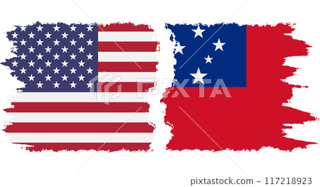 Independent State and USA grunge flags connection vector Independent State and USA grunge flags connection vector 117218923