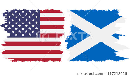 Scotland and USA grunge flags connection vector Scotland and USA grunge flags connection vector 117218926