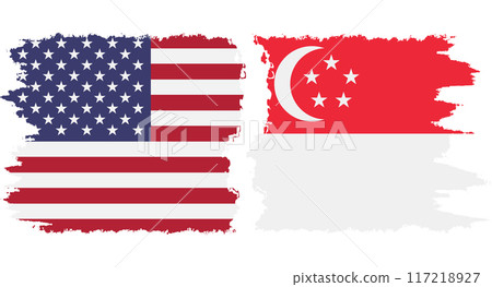 Singapore and USA grunge flags connection vector Singapore and USA grunge flags connection vector 117218927