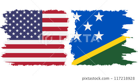 Solomon Islands and USA grunge flags connection vector Solomon Islands and USA grunge flags connection vector 117218928
