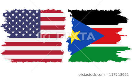 South Sudan and USA grunge flags connection vector South Sudan and USA grunge flags connection vector 117218931