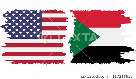 Sudan and USA grunge flags connection vector Sudan and USA grunge flags connection vector 117218932