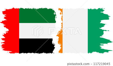 Ivory Coast and United Arab Emirates grunge flags connection vector Ivory Coast and United Arab Emirates grunge flags connection vector 117219045
