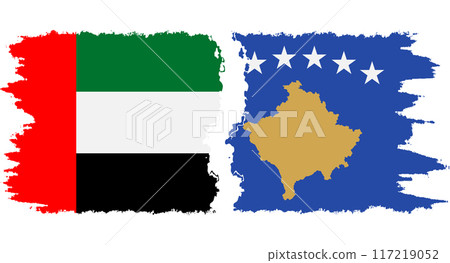 Kosovo and United Arab Emirates grunge flags connection vector Kosovo and United Arab Emirates grunge flags connection vector 117219052