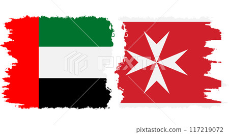 Malta and United Arab Emirates grunge flags connection vector Malta and United Arab Emirates grunge flags connection vector 117219072