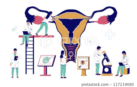 Gynecology doctor team providing woman health checkup 117219080