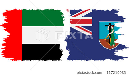 Montserrat and United Arab Emirates grunge flags connection vector 117219083