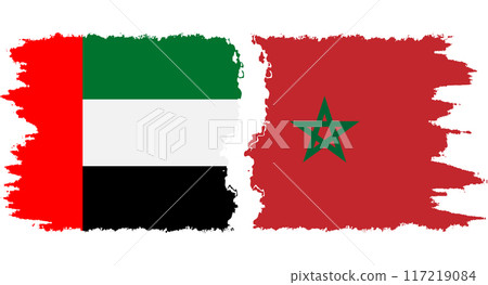 Morocco and United Arab Emirates grunge flags connection vector 117219084