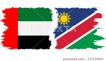 Namibia and United Arab Emirates grunge flags connection vector 117219087
