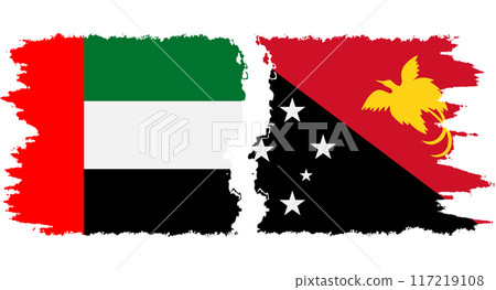 Papua New Guinea and United Arab Emirates grunge flags connection vector 117219108