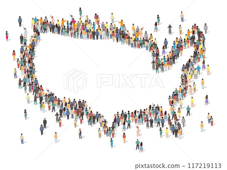 People crowd standing in shape of usa county vector illustration People crowd standing in shape of usa county vector illustration 117219113