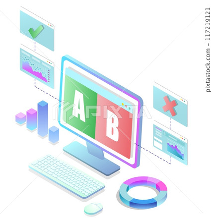 Ab split test of marketing research to compare two versions of advertisement Ab split test of marketing research to compare two versions of advertisement 117219121