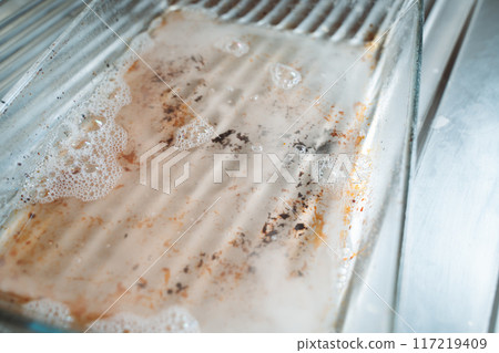 Minimalist kitchen cleaning scene. Natural cleaning, household maintenance. Concept of eco-friendly cleaning methods. 117219409