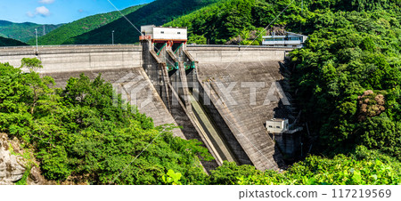 鮮綠色的神浦水庫全景【長崎市】 117219569