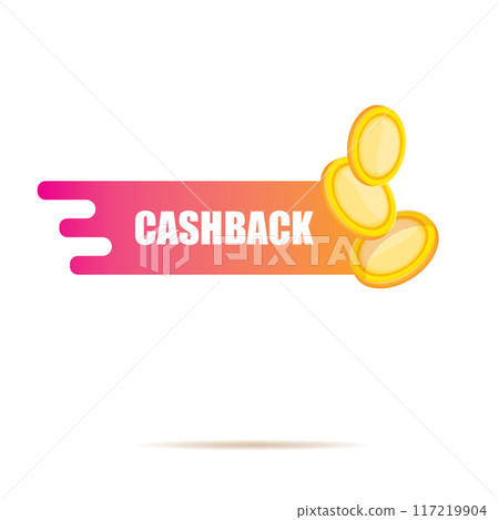 vector cash back icon with golden coin isolated on white background. cashback or money refund label or logo vector cash back icon with golden coin isolated on white background. cashback or money refund label or logo 117219904