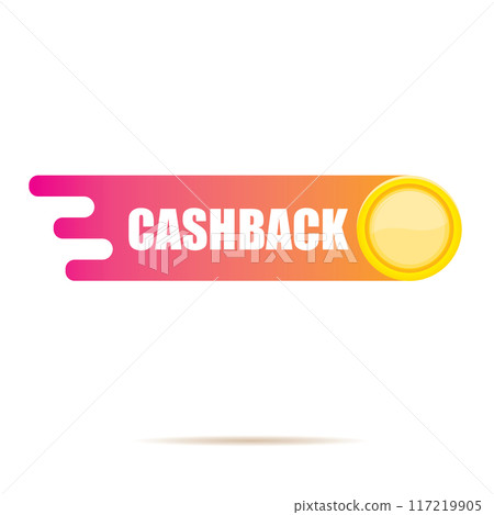 vector cash back icon with golden coin isolated on white background. cashback or money refund label or logo vector cash back icon with golden coin isolated on white background. cashback or money refund label or logo 117219905