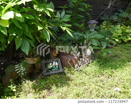 A bright garden full of greenery 117219947