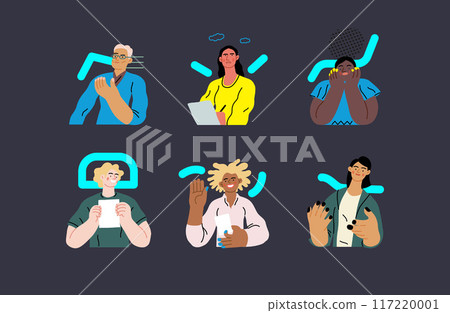 Creative Workspace: Video Conference, modern flat vector concept illustration of person engaging in virtual business meeting Connectivity, collaboration, digital interaction, remote work, productivity 117220001